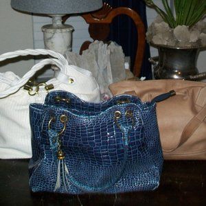 Purse Handbag Bundle 3 Navy Tan White Bags